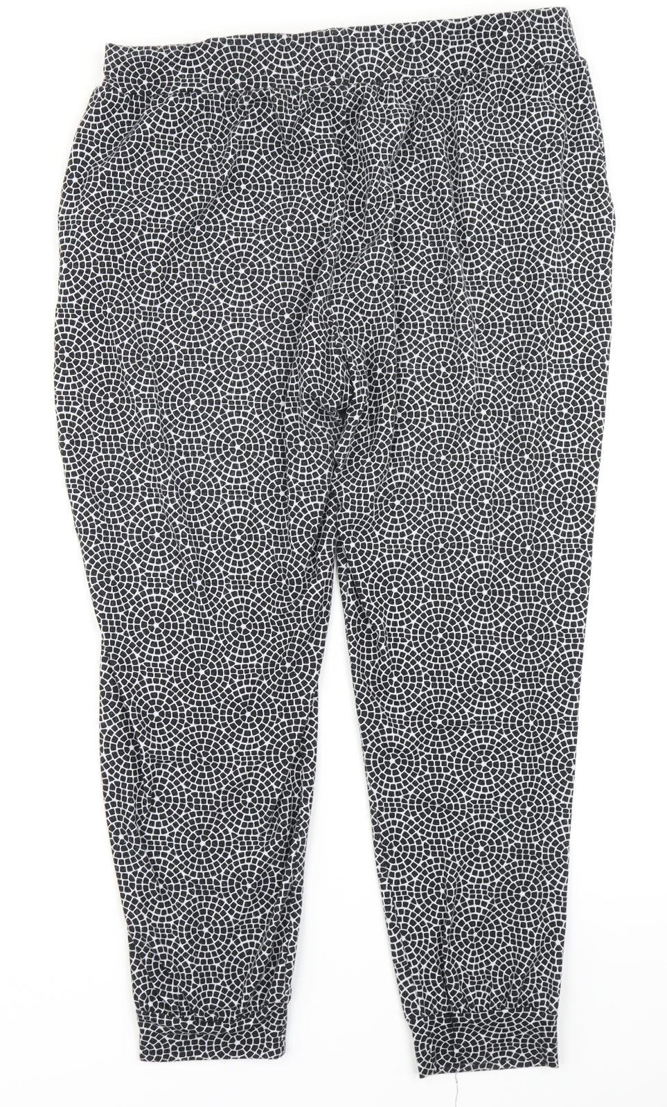 Primark Womens Black Geometric  Harem Trousers Size L L24 in