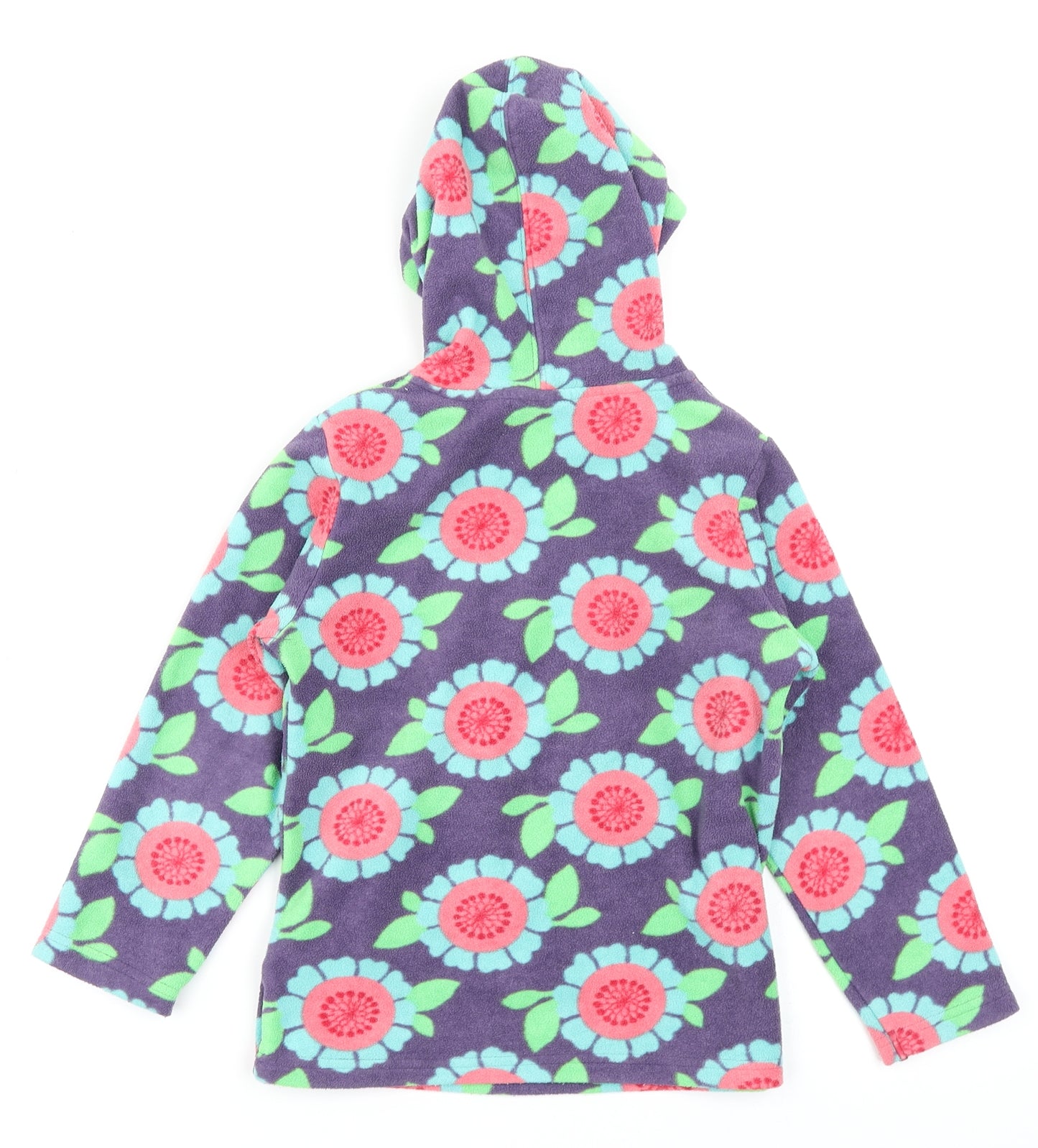 NEXT Girls Purple Floral Fleece Pullover Hoodie Size 6 Years