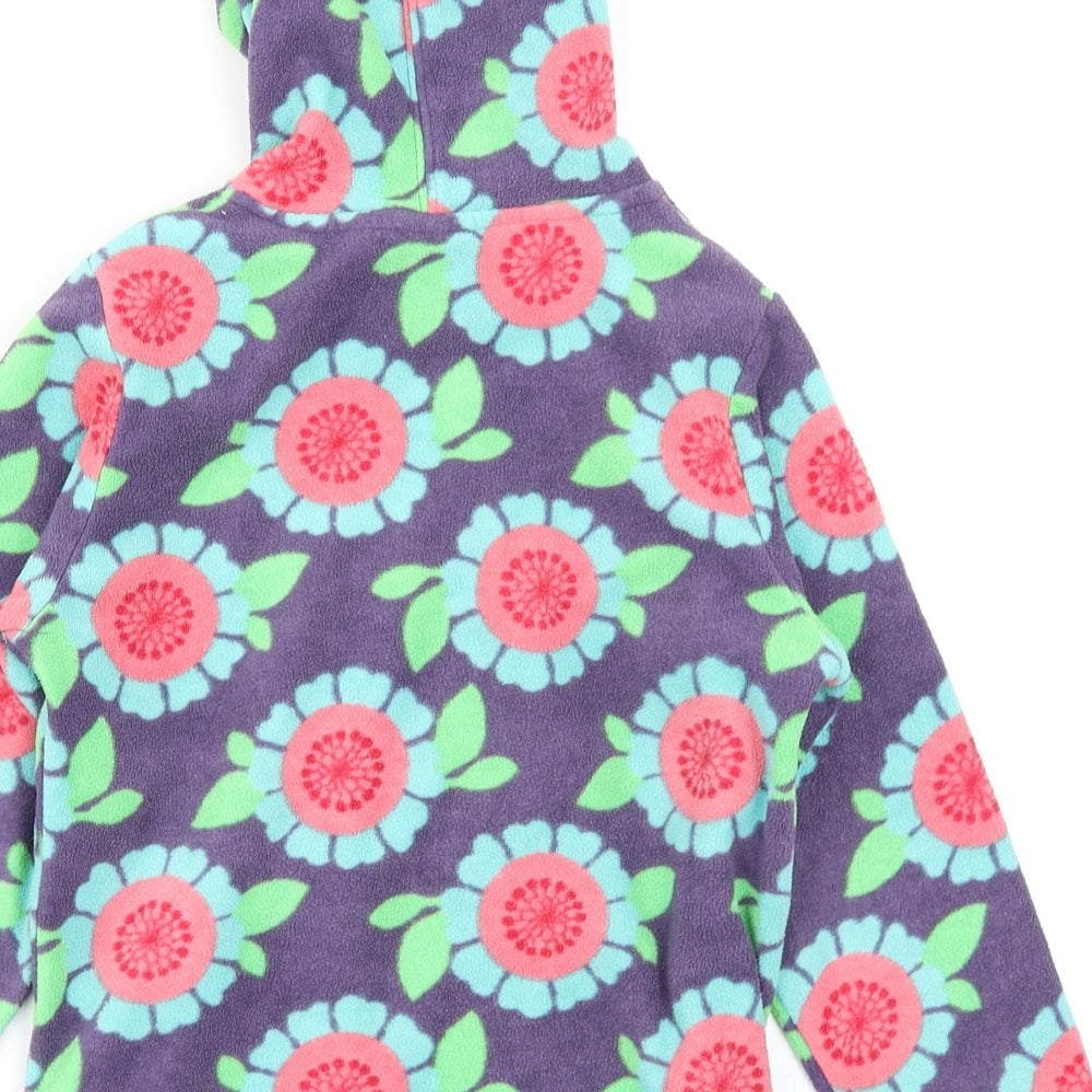 NEXT Girls Purple Floral Fleece Pullover Hoodie Size 6 Years