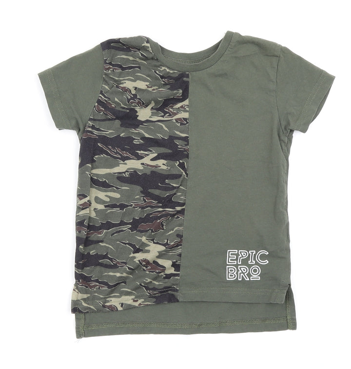 Rebel Boys Green Camouflage  Basic T-Shirt Size 2-3 Years