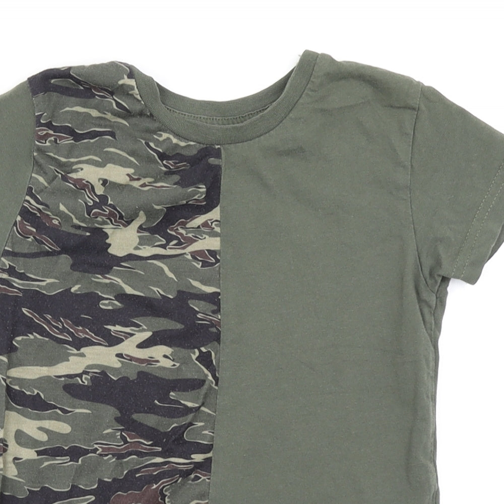Rebel Boys Green Camouflage  Basic T-Shirt Size 2-3 Years