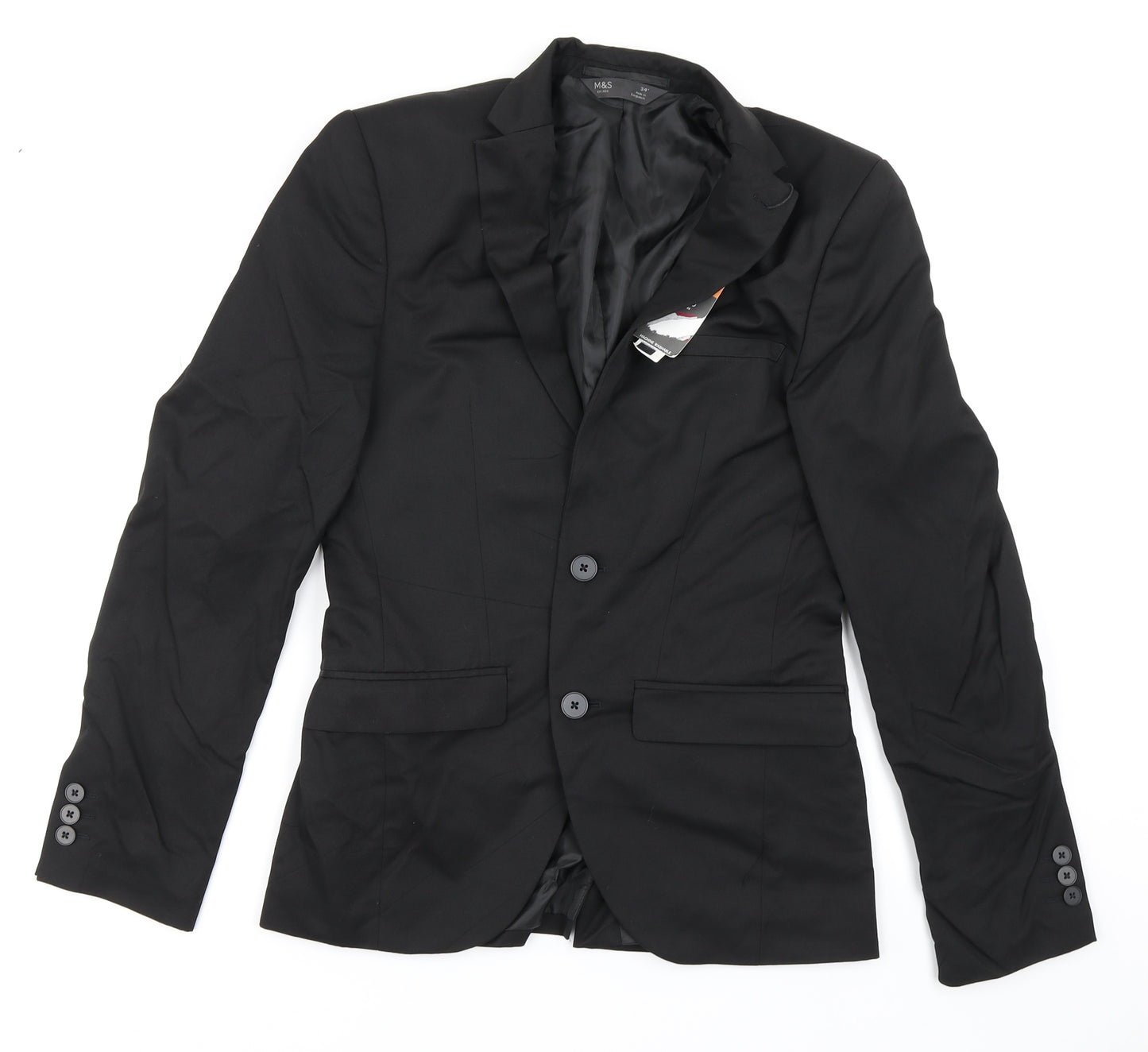 M&S Mens Black   Jacket Blazer Size 34  - Skinny fit