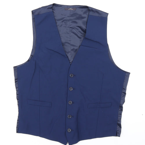 M&S Mens Blue   Jacket Suit Waistcoat Size M