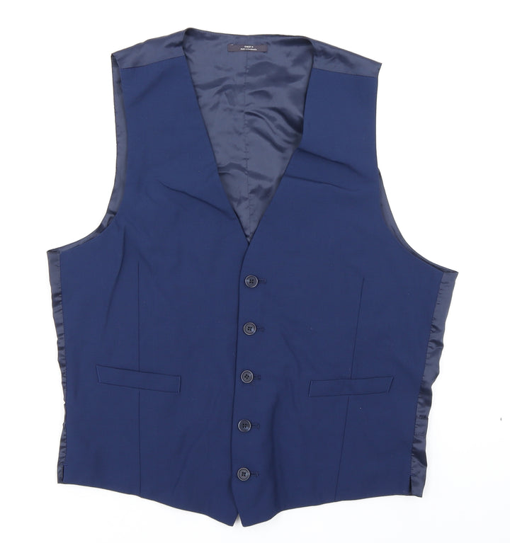 M&S Mens Blue Jacket Suit Waistcoat Size M