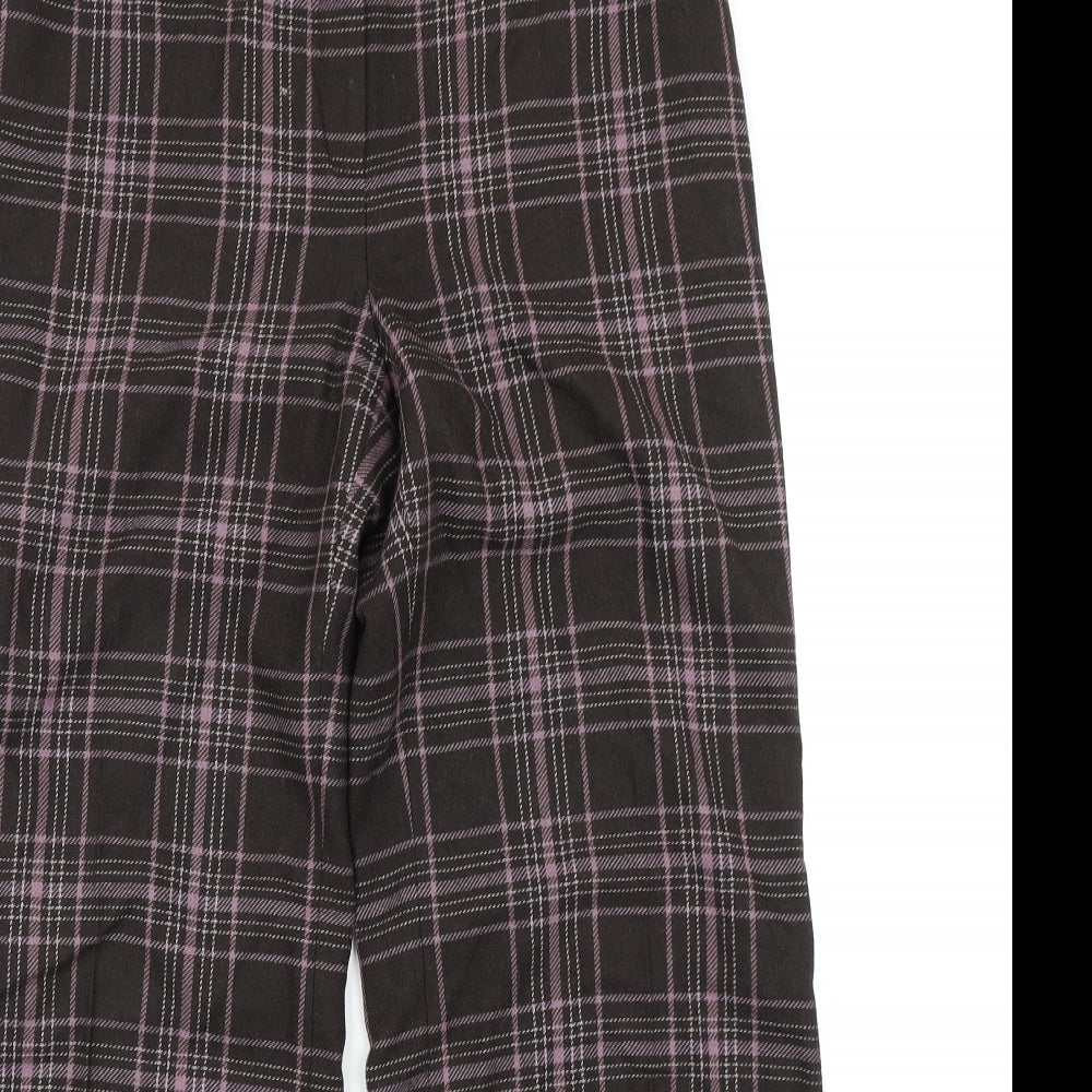Per Una Womens Brown Plaid  Trousers  Size 14 L30 in