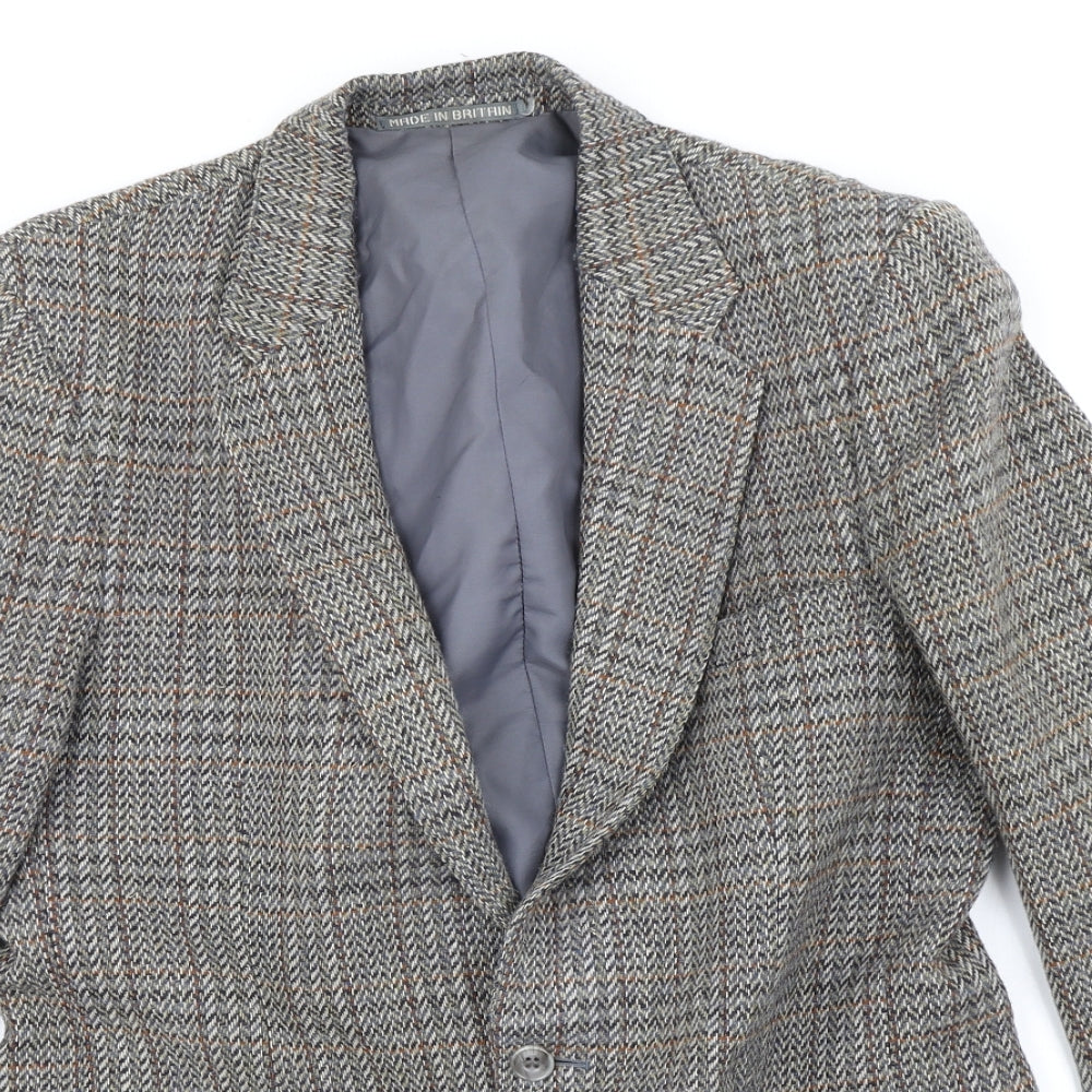 Made In Britain Mens Grey Herringbone  Jacket Blazer Size 40