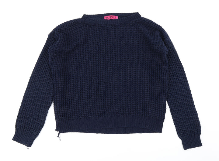 Boohoo Womens Blue Knit Pullover Jumper Size S