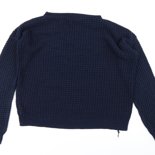 Boohoo Womens Blue  Knit Pullover Jumper Size S