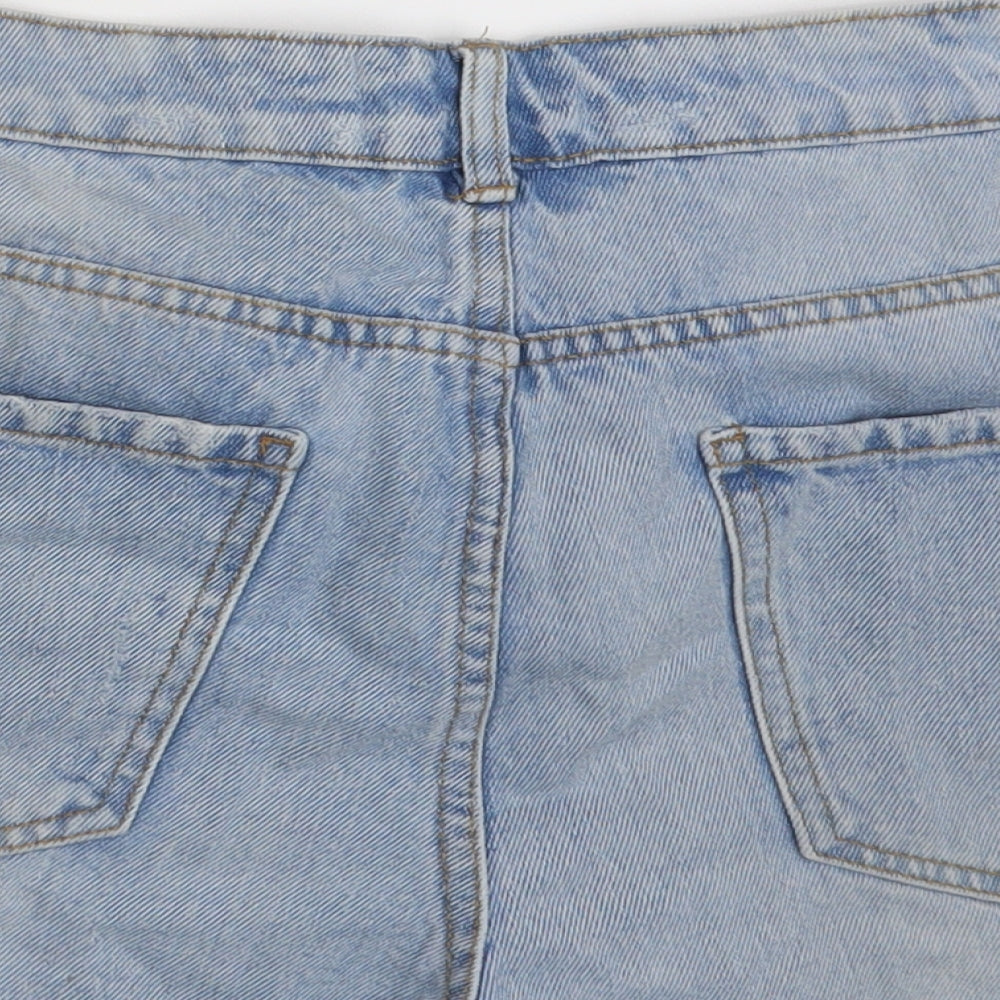 New Look Womens Blue Floral Denim Hot Pants Shorts Size 12
