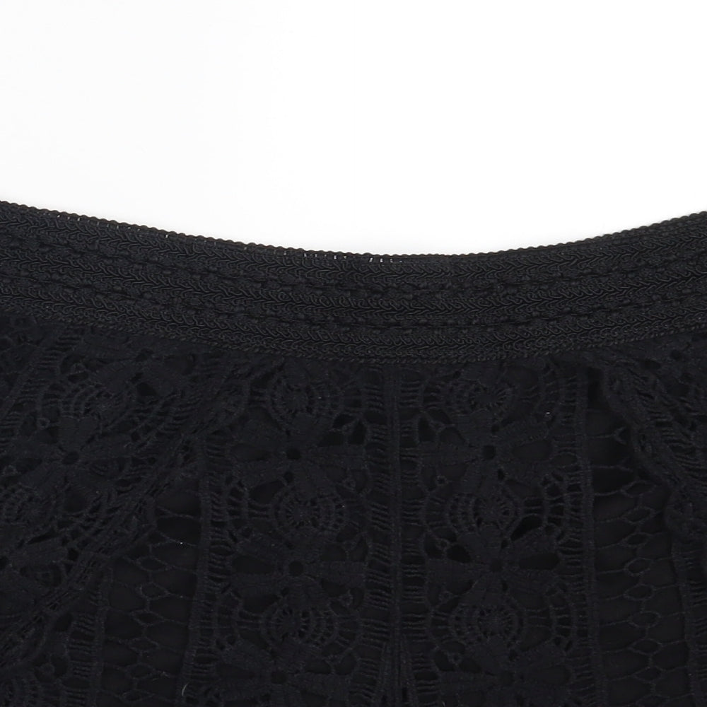F&F Womens Black Floral  Hot Pants Shorts Size 12