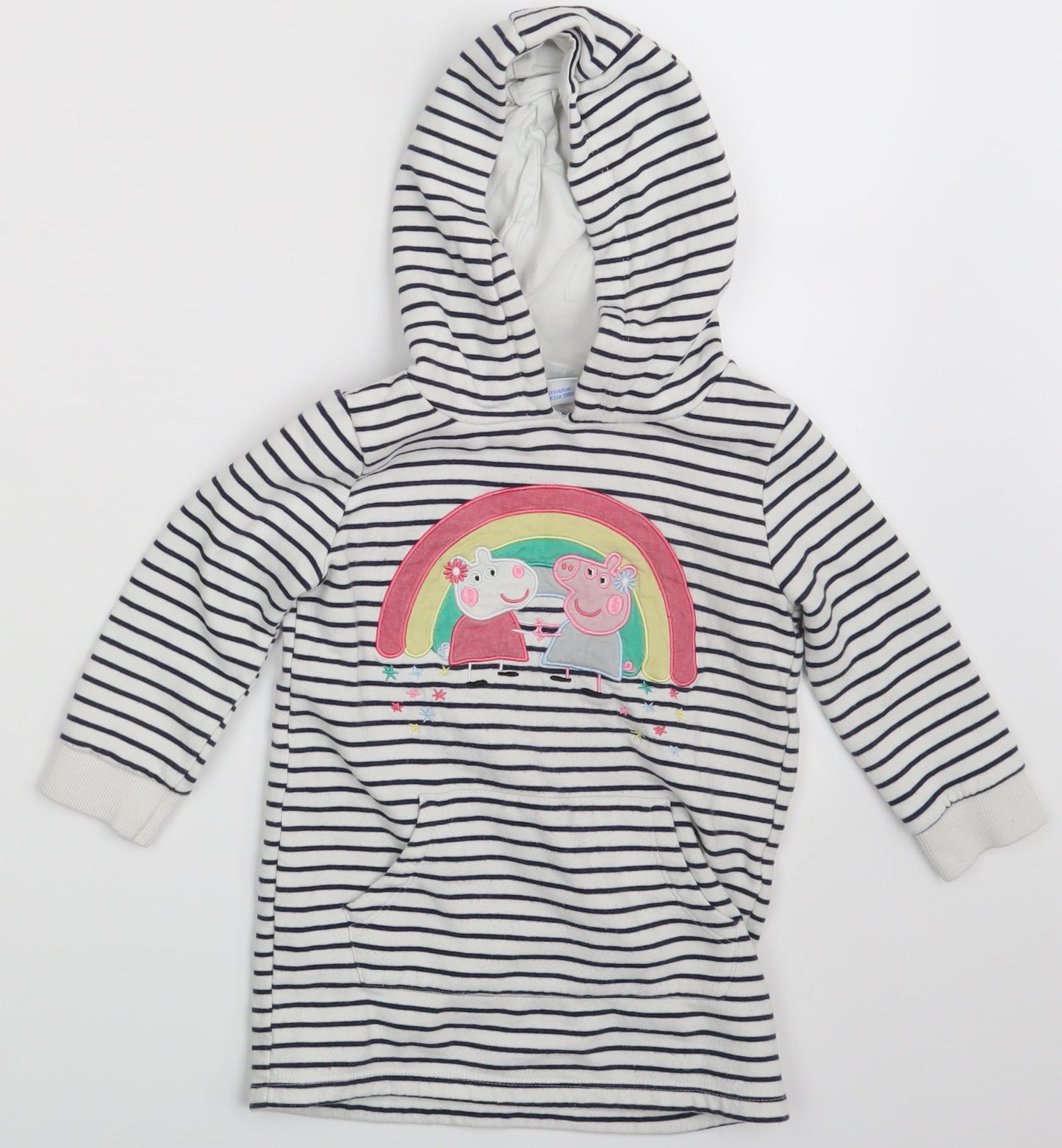 Papa Pig Girls Multicoloured Striped  Pullover Hoodie Size 2-3 Years