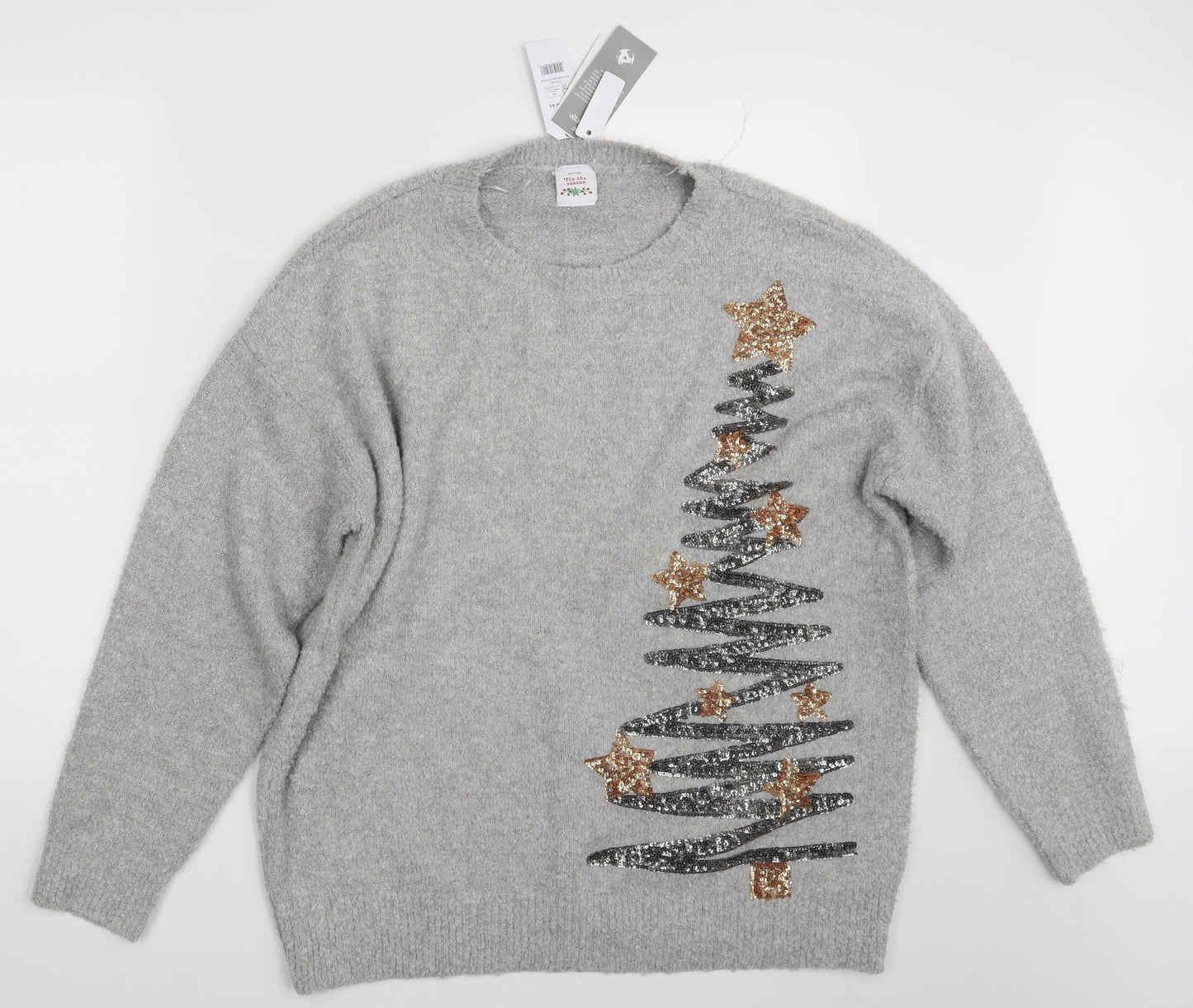 George Womens Grey   Pullover Jumper Size L  - Christmas Jumper