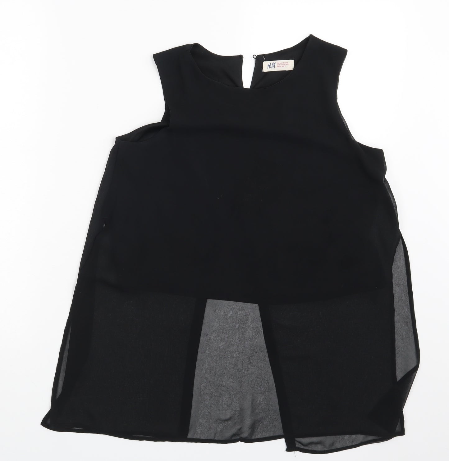 H&M Girls Black   Basic Blouse Size 10-11 Years