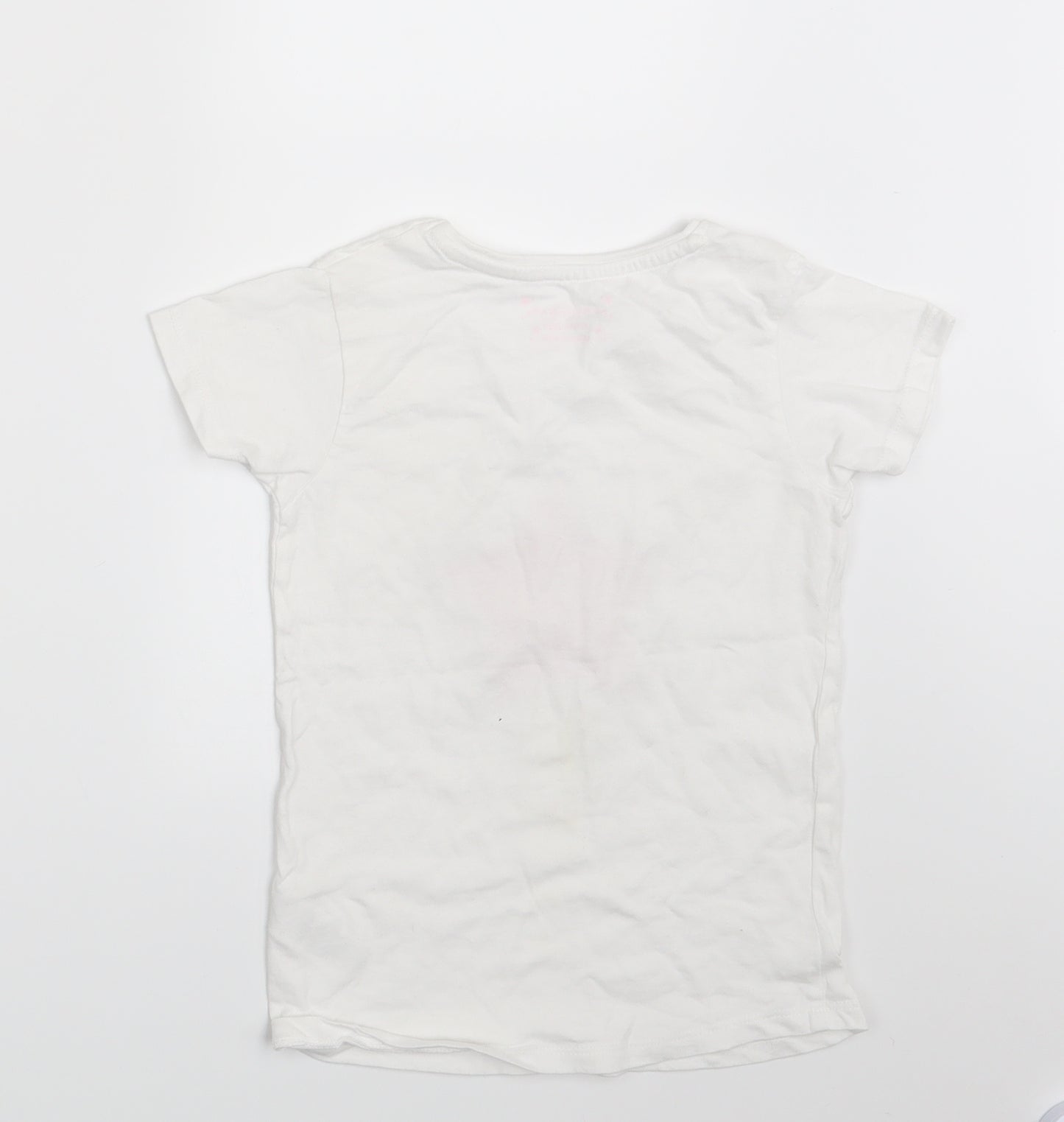 Primark Girls White   Basic T-Shirt Size 6-7 Years  - Sparkle