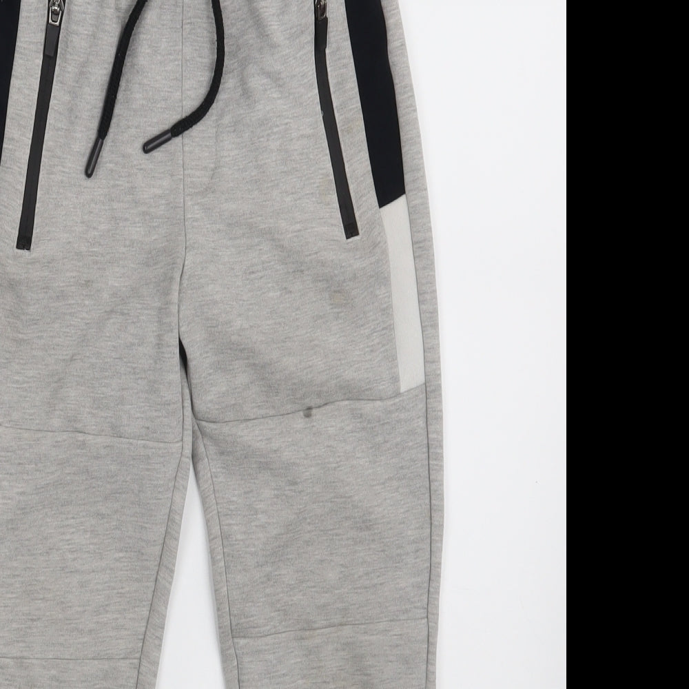 BOYS Boys Grey Striped  Jogger Trousers Size 7 Years