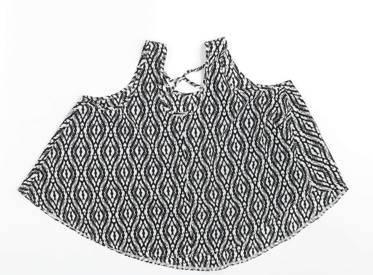 YD Girls Black Argyle/Diamond  Basic Blouse Size 11-12 Years