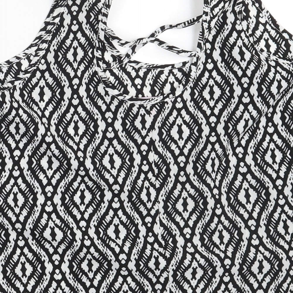 YD Girls Black Argyle/Diamond  Basic Blouse Size 11-12 Years