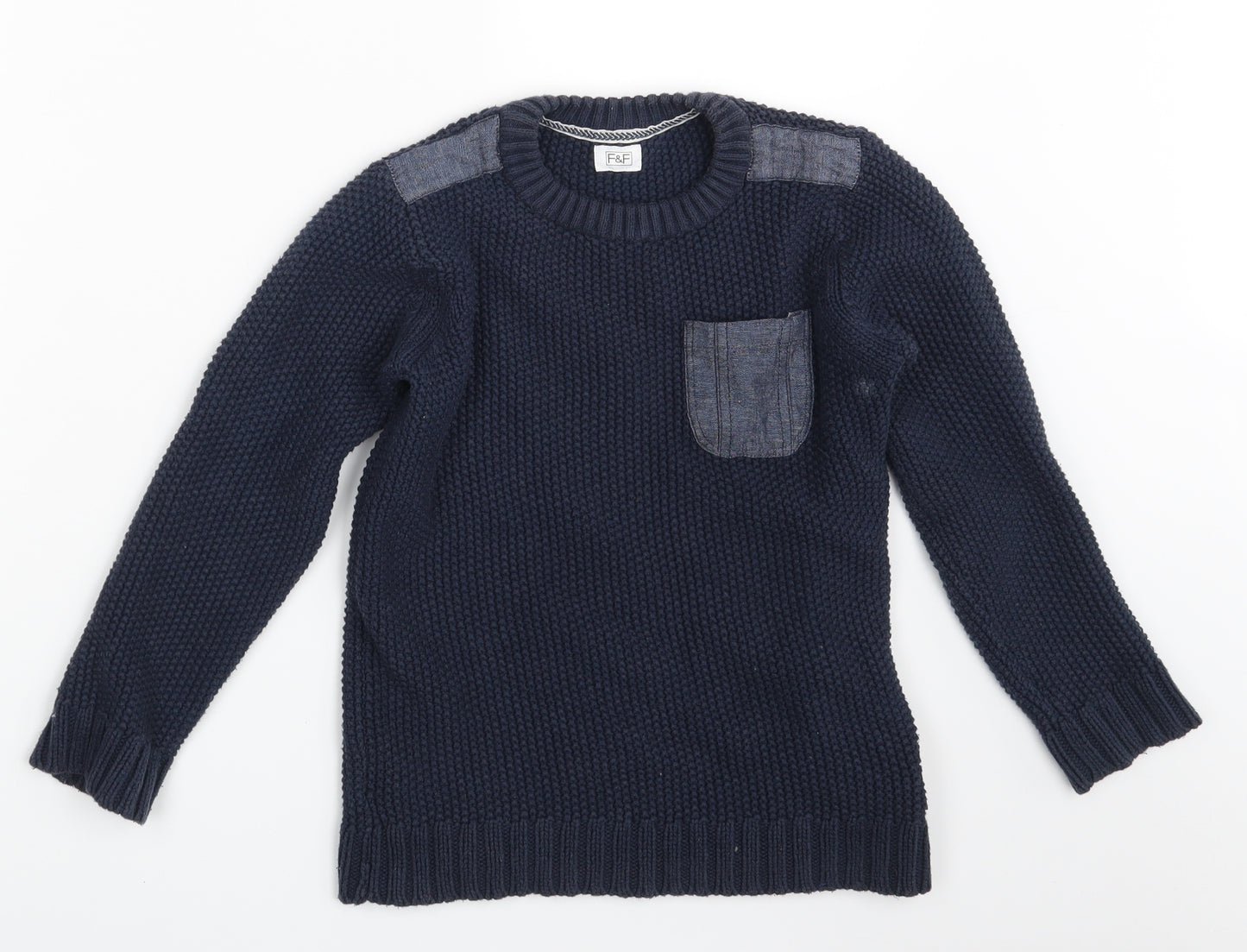 F&F Boys Blue   Pullover Jumper Size 5-6 Years