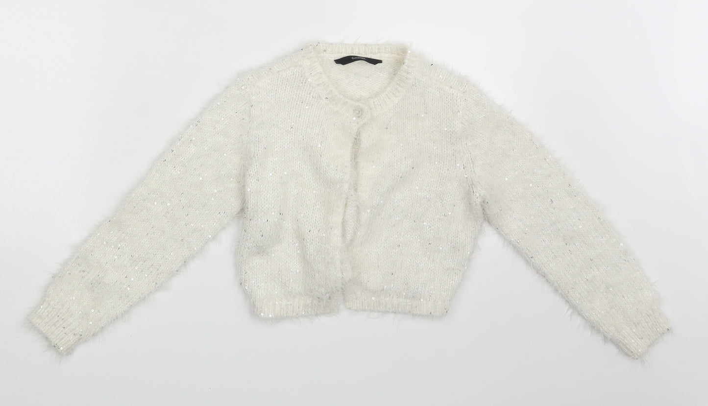 George Girls White   Cardigan Jumper Size 7-8 Years