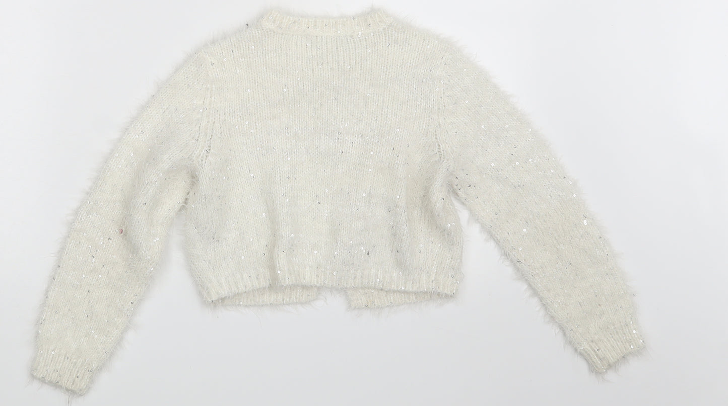 George Girls White   Cardigan Jumper Size 7-8 Years