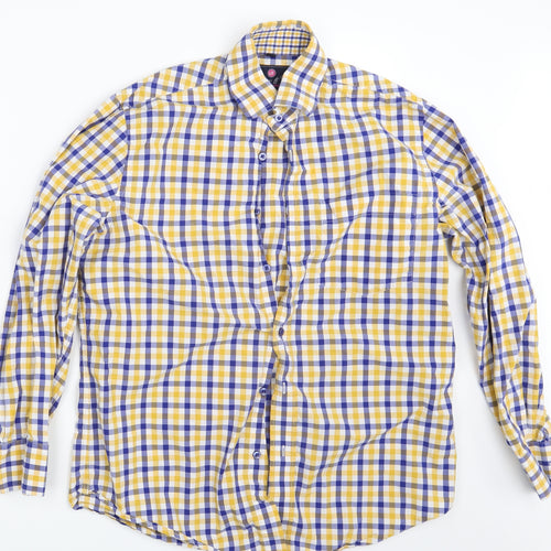 Thomas & CO. Mens Multicoloured Check   Button-Up Size 15.5