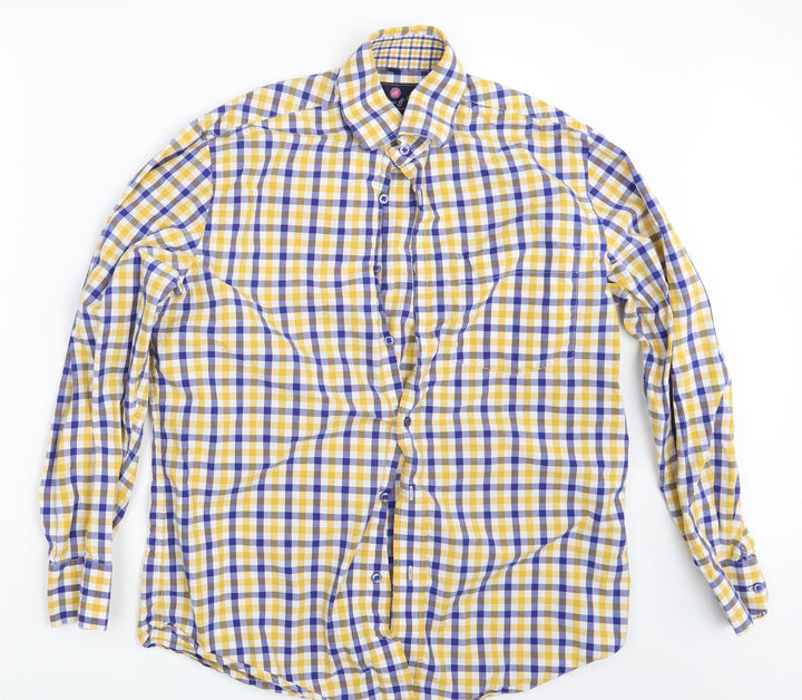 Thomas & CO. Mens Multicoloured Check Button-Up Size 15.5
