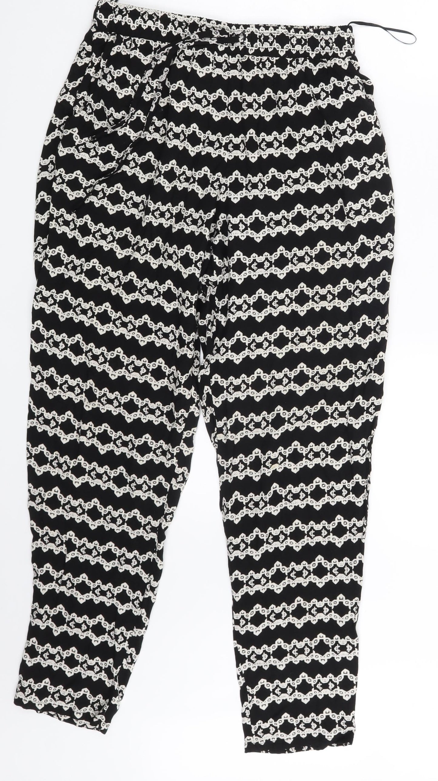 F&F Womens Black Argyle/Diamond  Sweatpants Trousers Size 12 L28 in