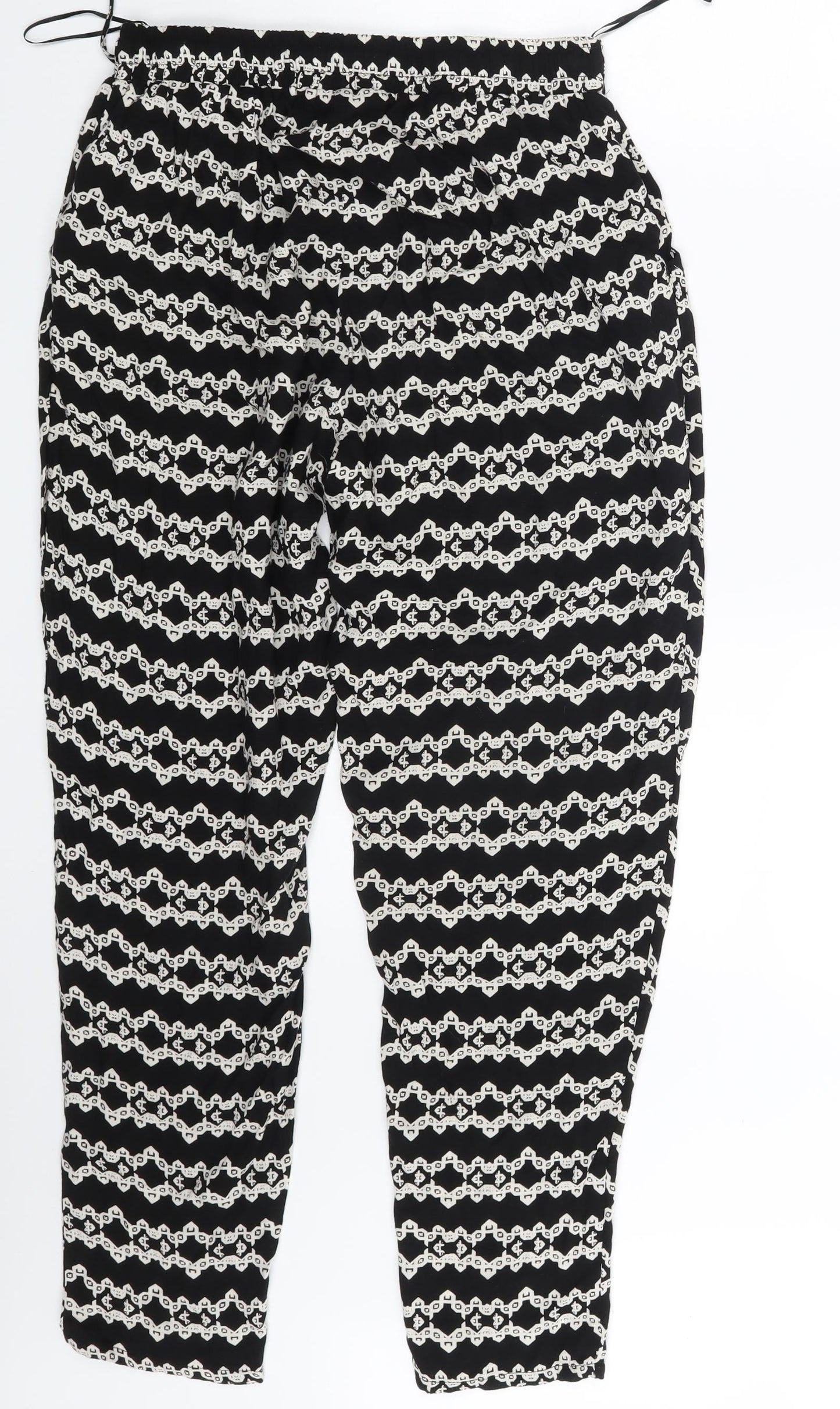 F&F Womens Black Argyle/Diamond  Sweatpants Trousers Size 12 L28 in