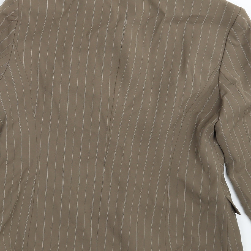 Preworn Womens Beige Striped  Jacket Blazer Size 14