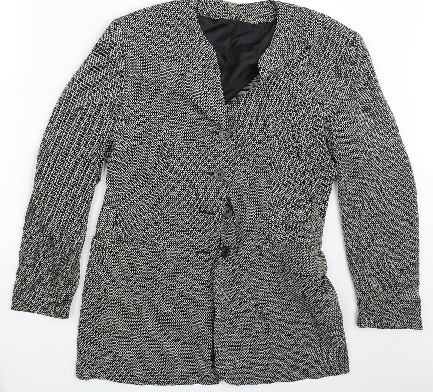 Preworn Womens Black Polka Dot  Jacket Blazer Size 12