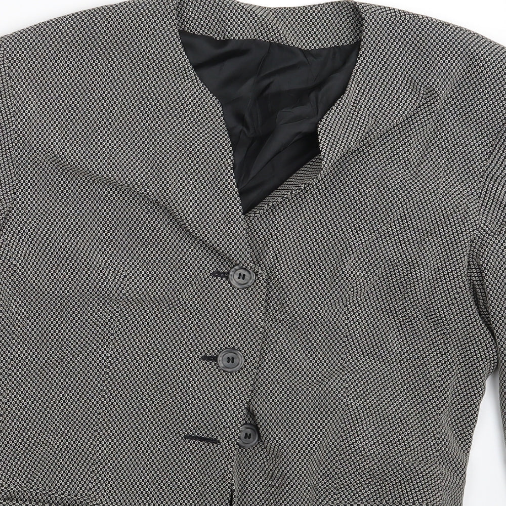 Preworn Womens Black Polka Dot  Jacket Blazer Size 12