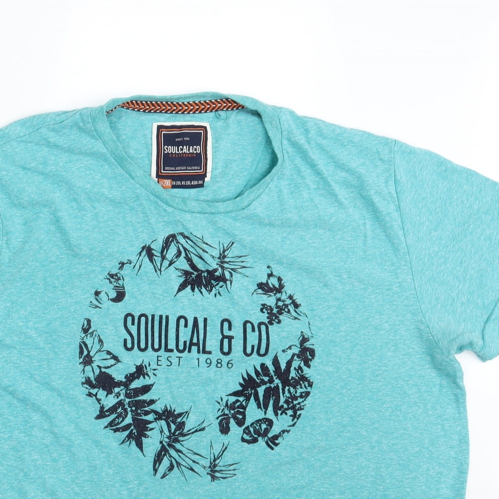 Soul Cal & Co Mens Blue    T-Shirt Size 2XL