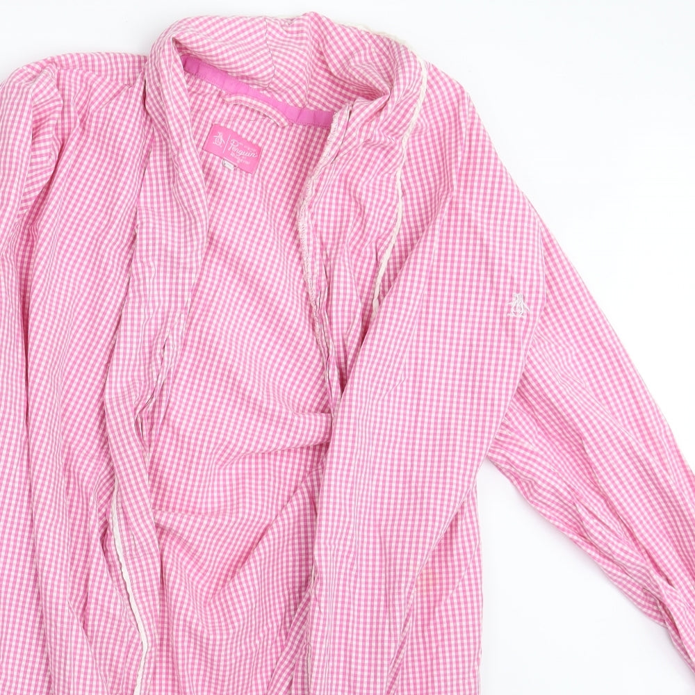 Original Penguin Womens Pink Check  Top Pyjama Top Size XS