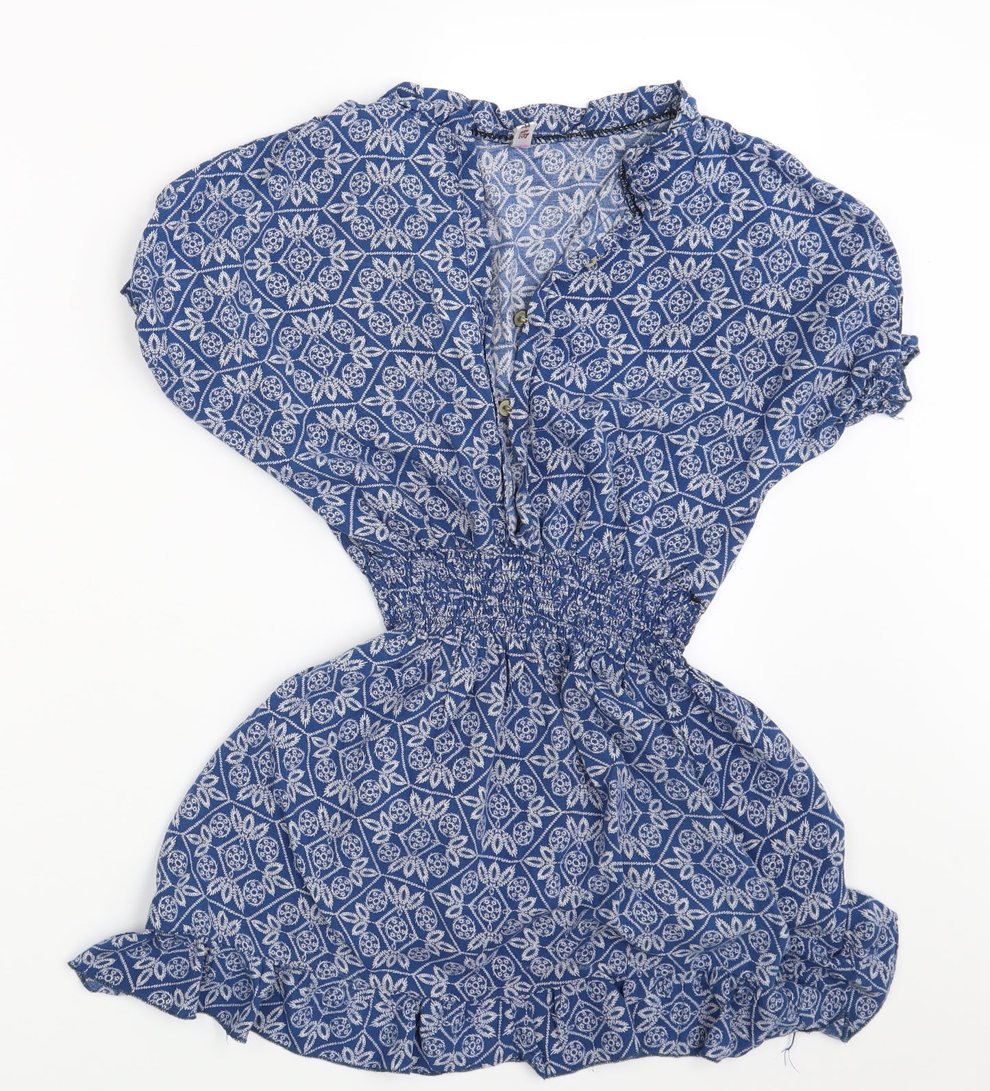 Preworn Womens Blue Floral  Basic Blouse Size S