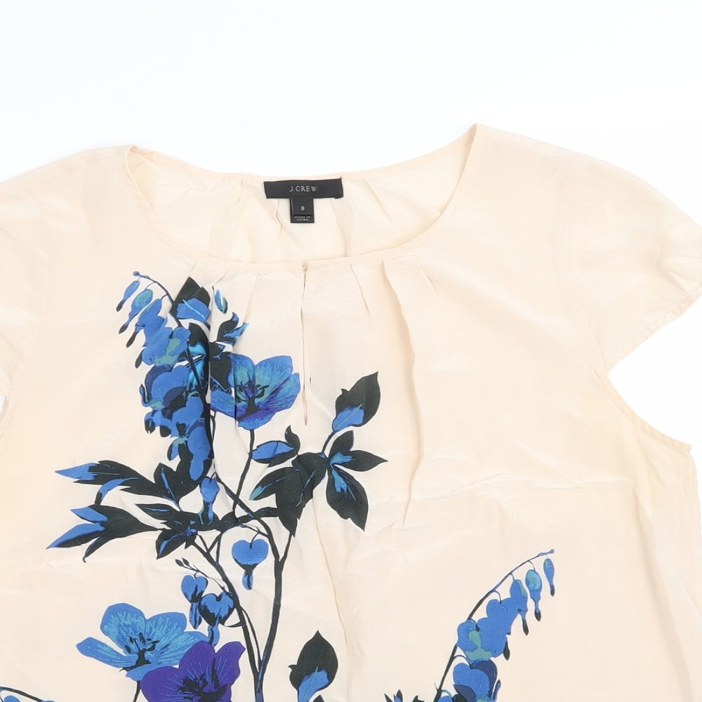 J.CREW Womens Beige Floral  Basic Blouse Size 8