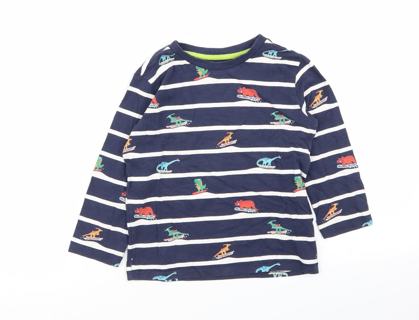 bluezoo Boys Multicoloured Striped  Basic T-Shirt Size 3-4 Years