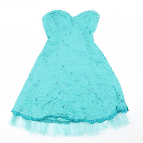 all dolled up Womens Blue Floral  Fit & Flare  Size 10