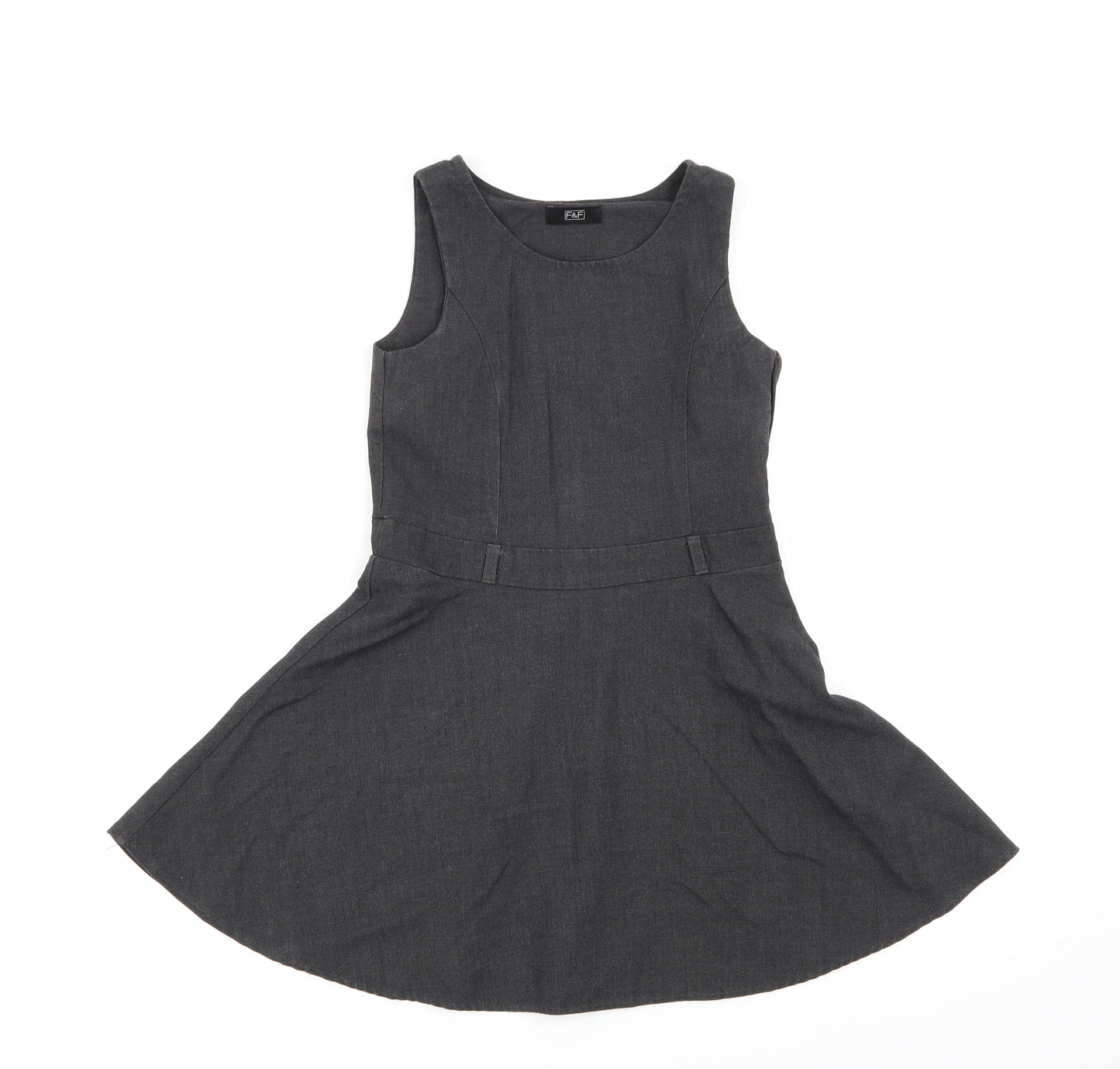 F&F Girls Grey   Pinafore/Dungaree Dress  Size 6-7 Years  - school dress