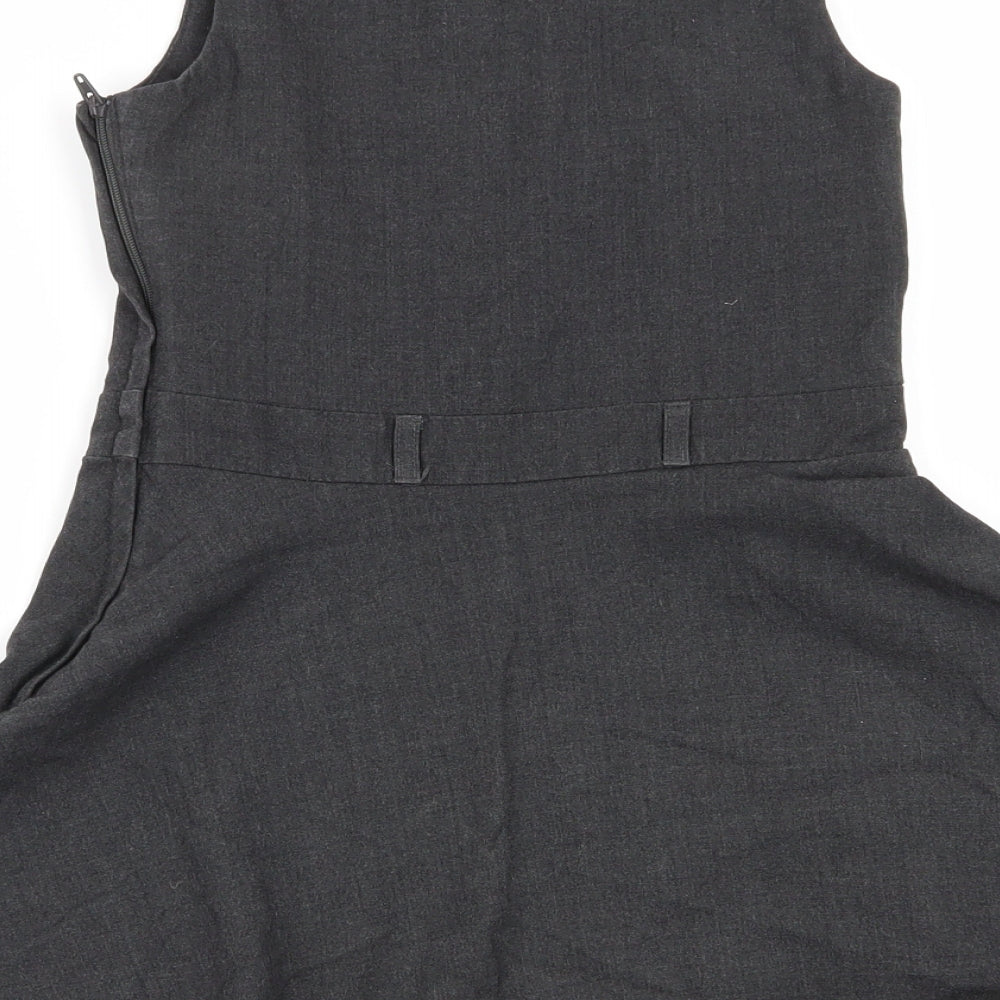 F&F Girls Grey   Pinafore/Dungaree Dress  Size 6-7 Years  - school dress