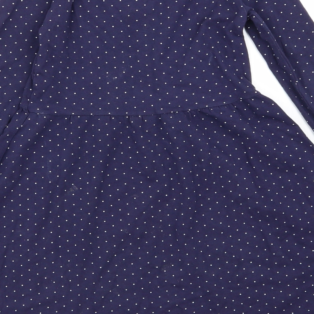 H&M Girls Blue Polka Dot  Fit & Flare  Size 7 Years