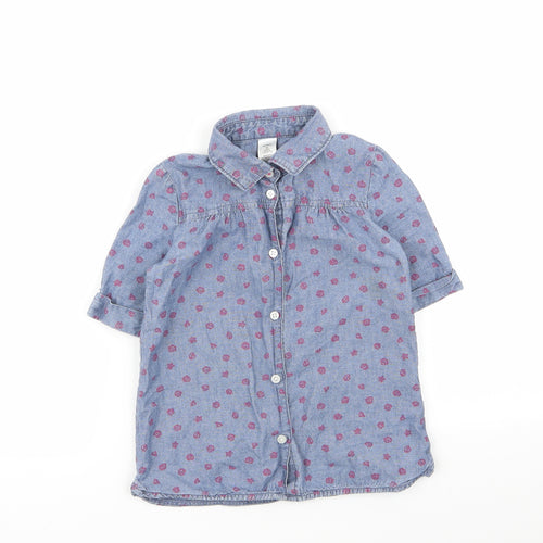 carters Girls Blue Geometric  Basic Button-Up Size 5 Years