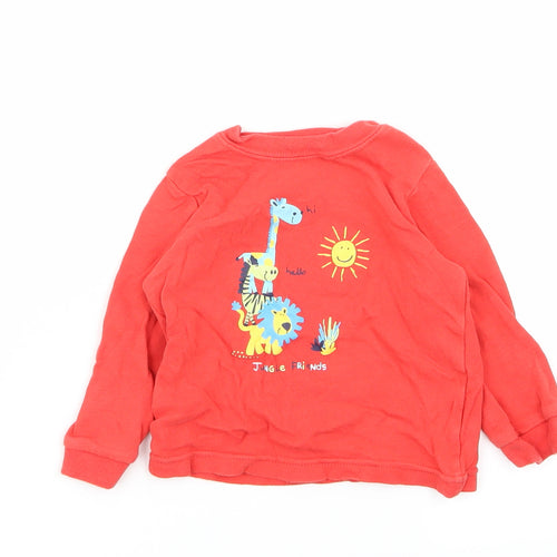 Asda George Boys Red   Basic T-Shirt Size 9-12 Months