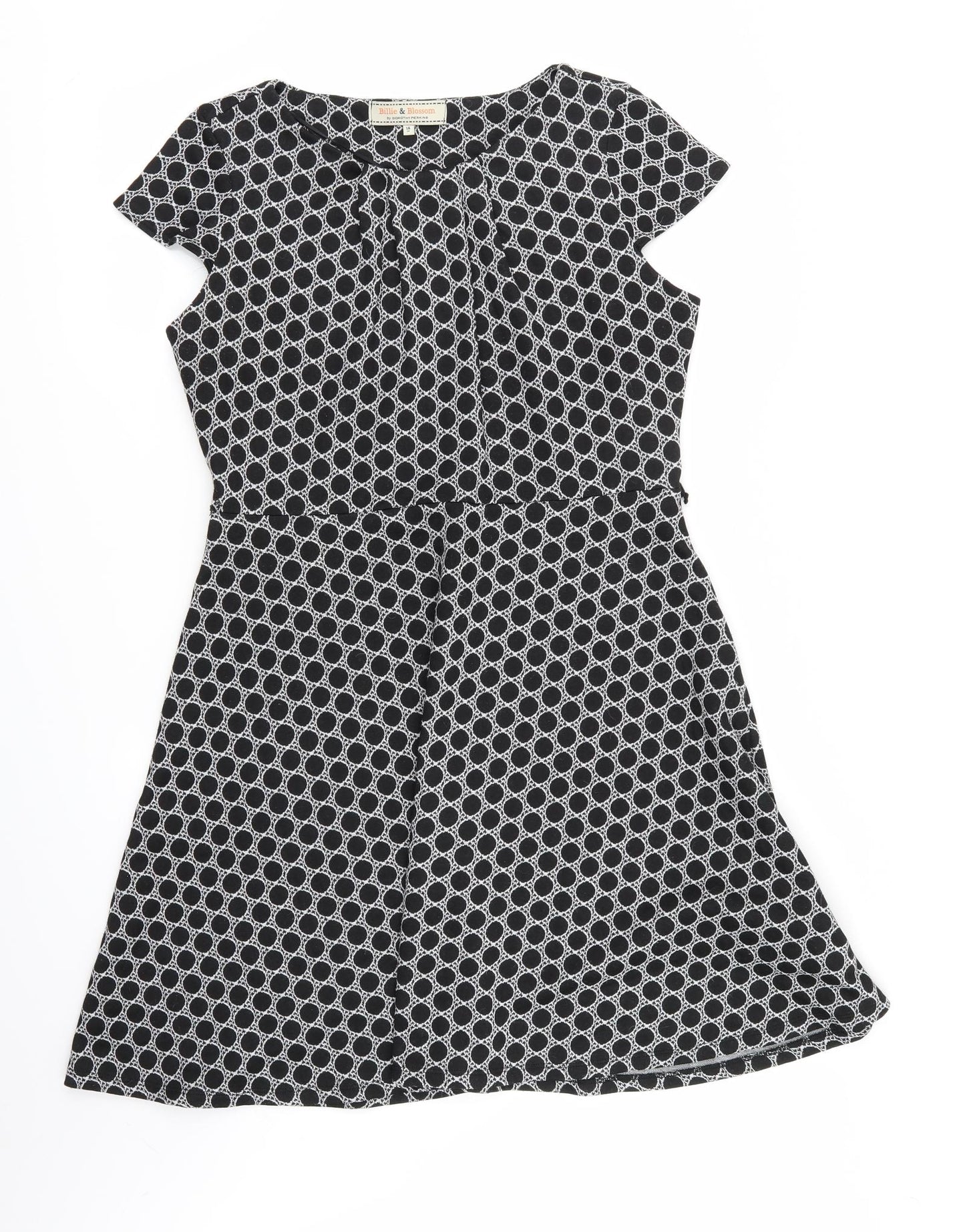 Billie and Blossom Womens Black Geometric  Fit & Flare  Size 14