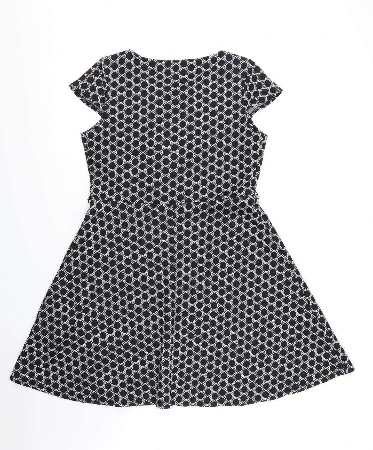 Billie and Blossom Womens Black Geometric  Fit & Flare  Size 14