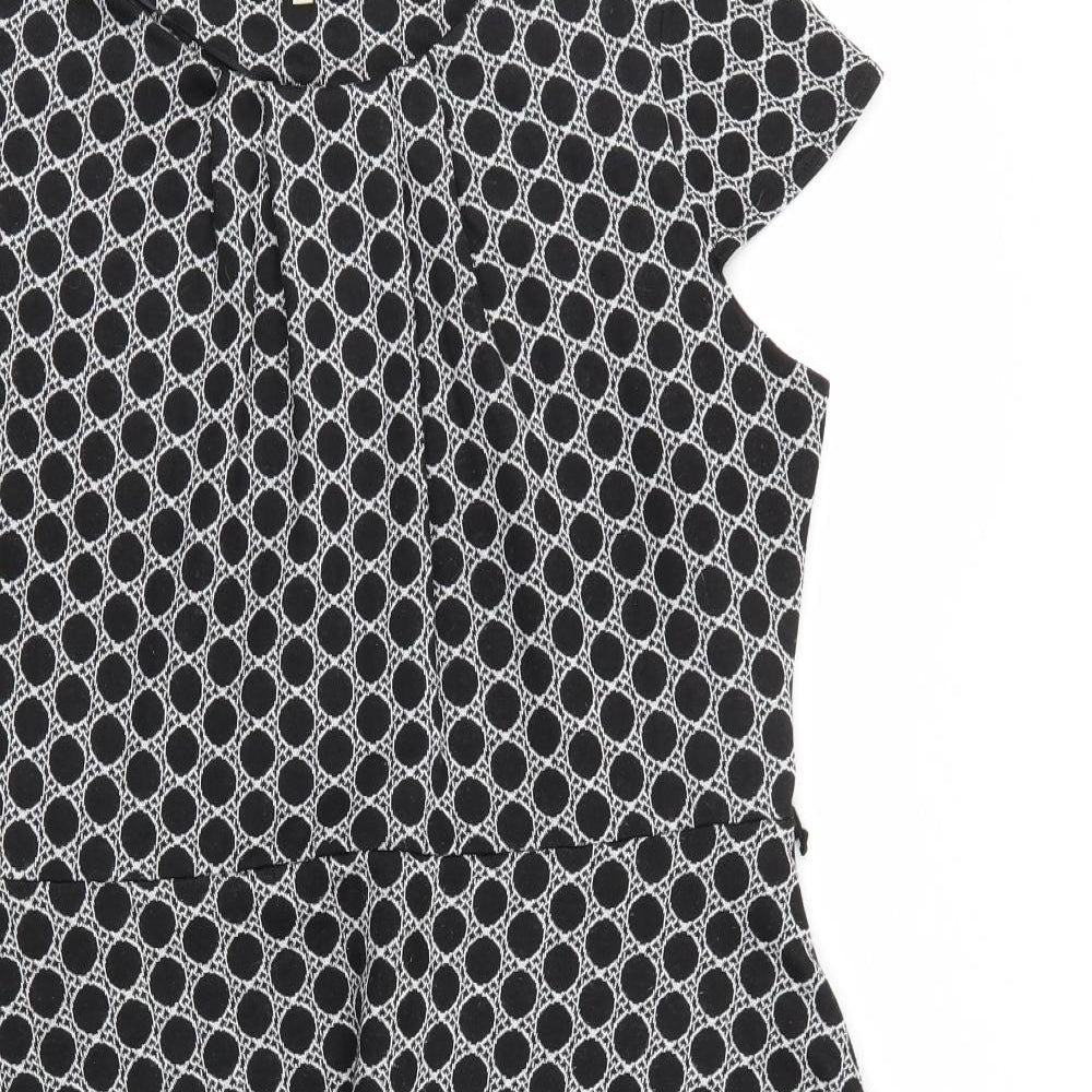 Billie and Blossom Womens Black Geometric  Fit & Flare  Size 14