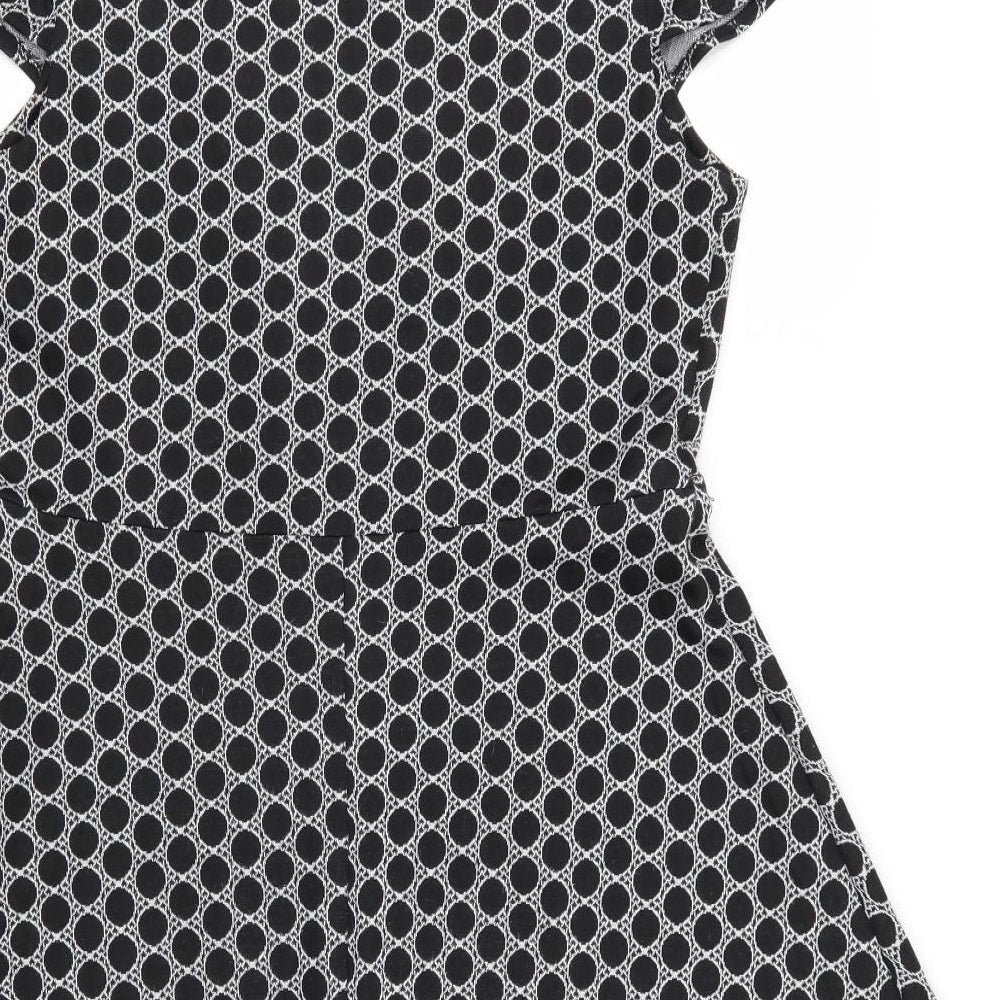 Billie and Blossom Womens Black Geometric  Fit & Flare  Size 14