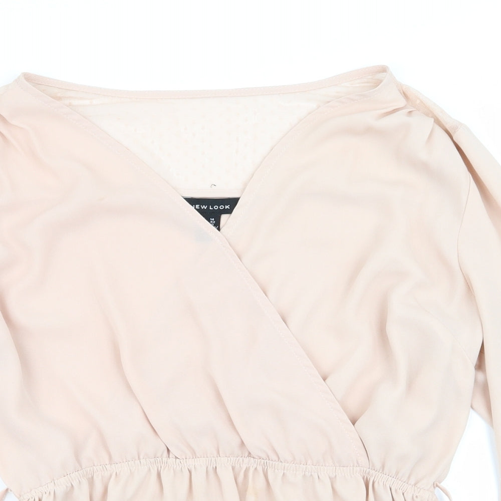 New Look Womens Pink Polka Dot  Basic Blouse Size 14