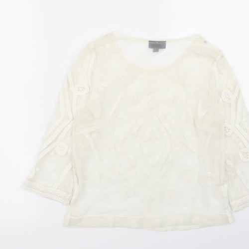 Topshop Womens Ivory Geometric  Basic T-Shirt Size 8
