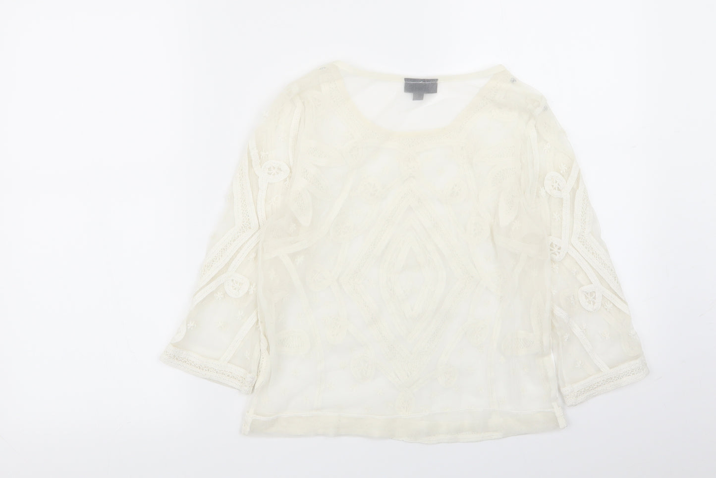 Topshop Womens Ivory Geometric  Basic T-Shirt Size 8