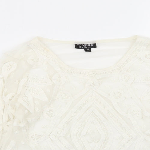 Topshop Womens Ivory Geometric  Basic T-Shirt Size 8